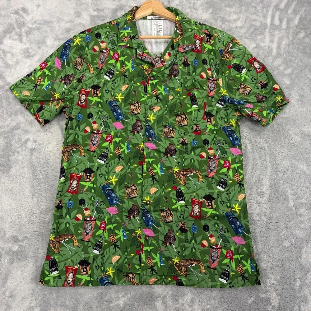 Disney Parks Hawaiian Shirt Large Trader Sams Grog Grotto Enchanted Tiki Camp